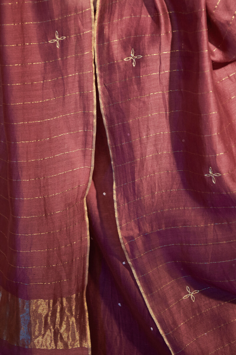 Maroon Handcrafted Chanderi Dupatta