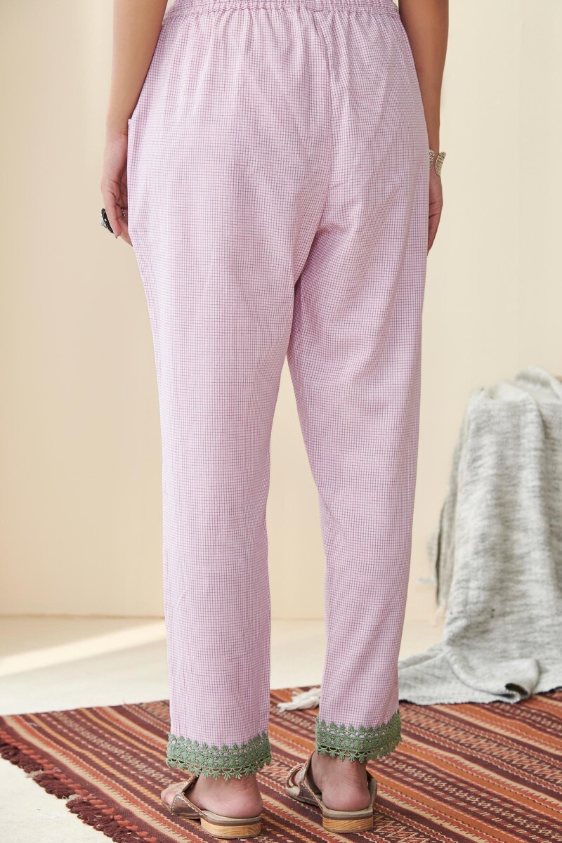 Purple Handcrafted Cotton Narrow Pants