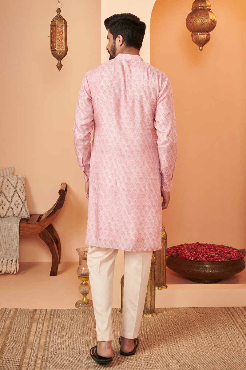 Pink Hand Block Printed Modal Kurta