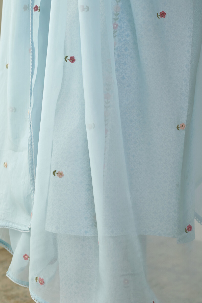 Grey Handcrafted Organza Dupatta