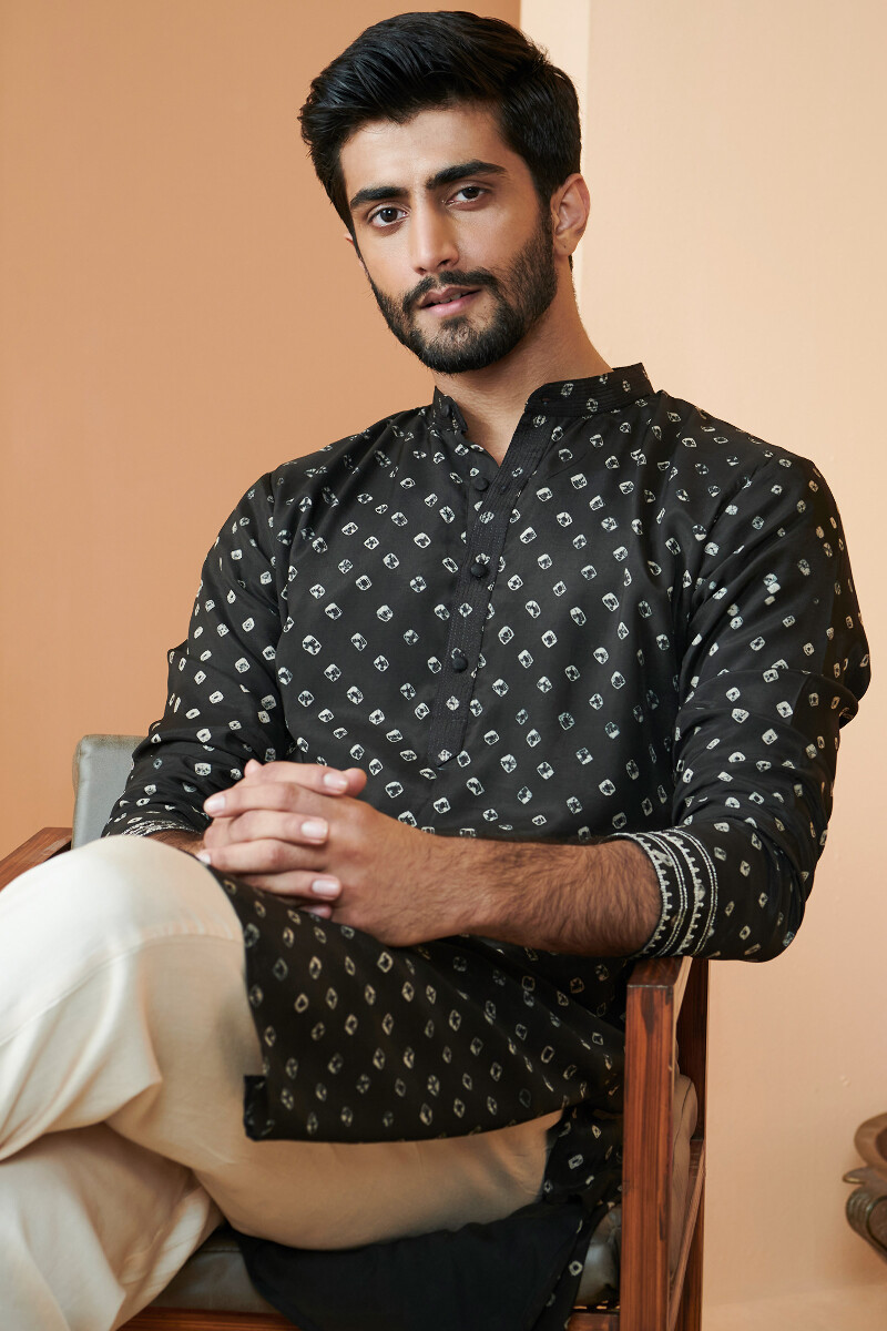Black Printed Modal Kurta