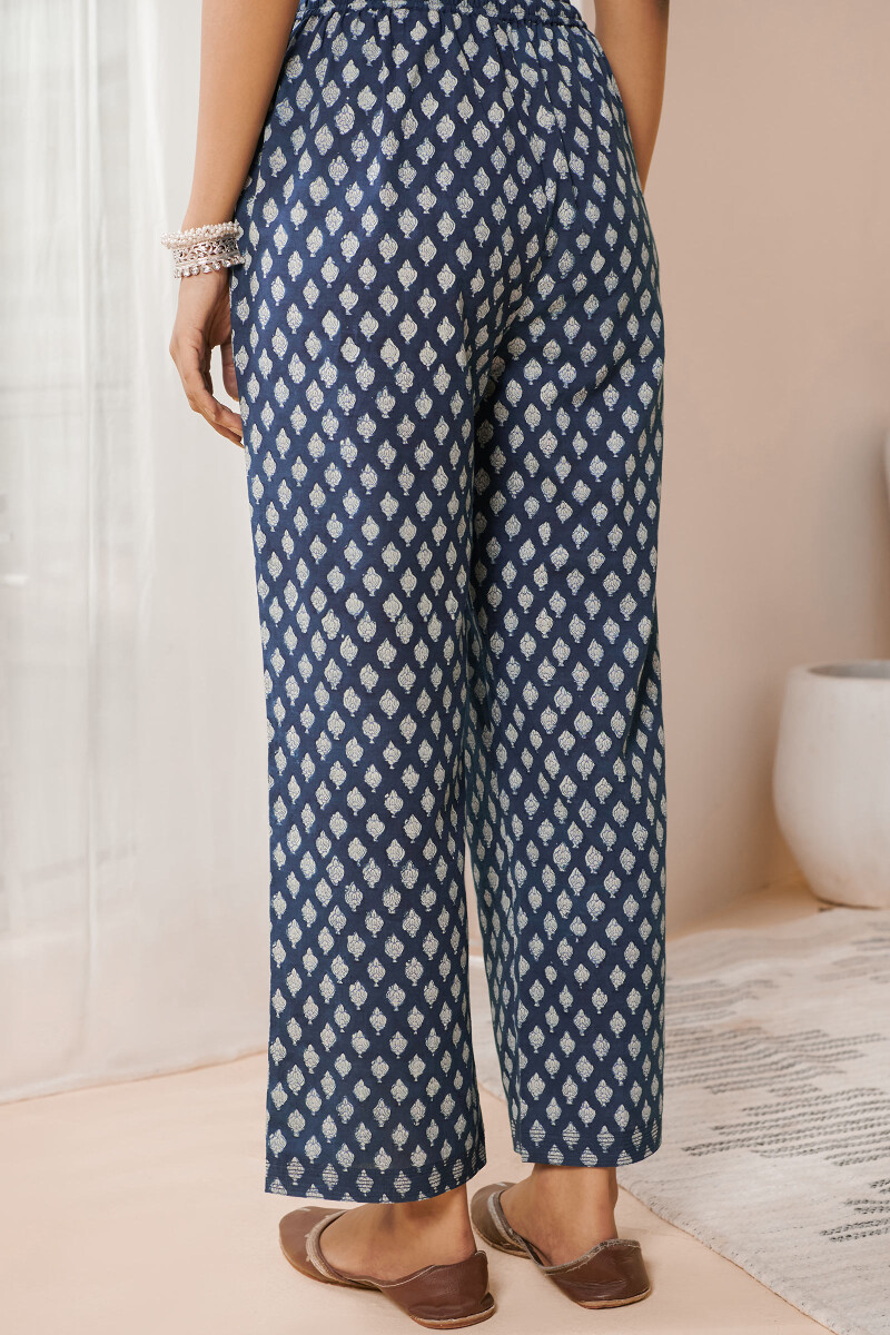 Indigo Hand Block Printed Cotton Farsi