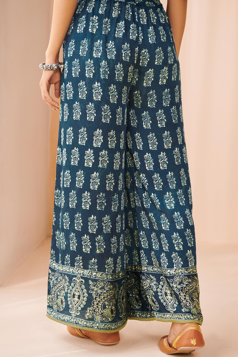 Indigo Hand Block Printed Modal Palazzo