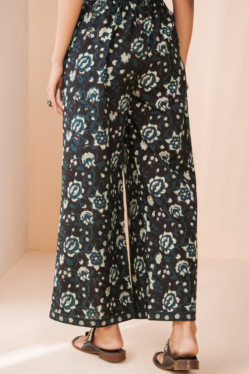 Black Hand Block Printed Cotton Farsi