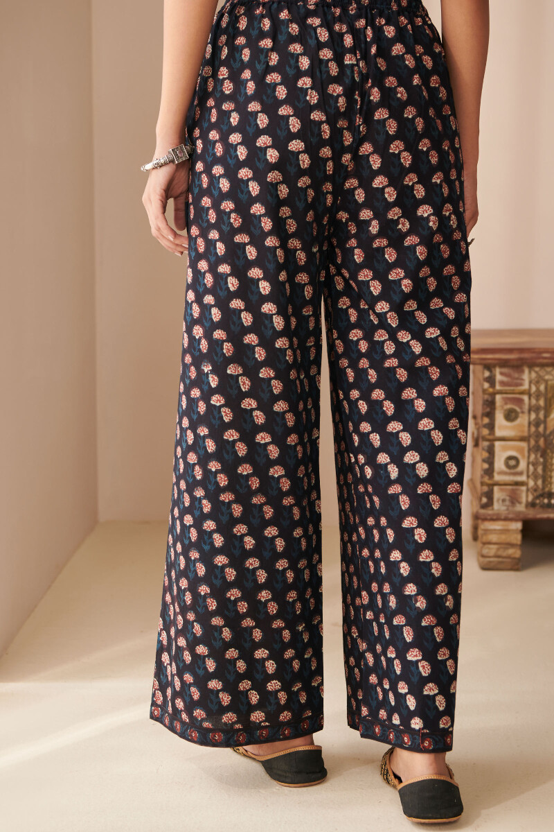 Black Hand Block Printed Cotton Farsi