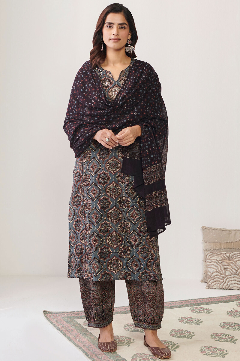 Ajrak Hand Block Printed A-Line Cotton Kurta