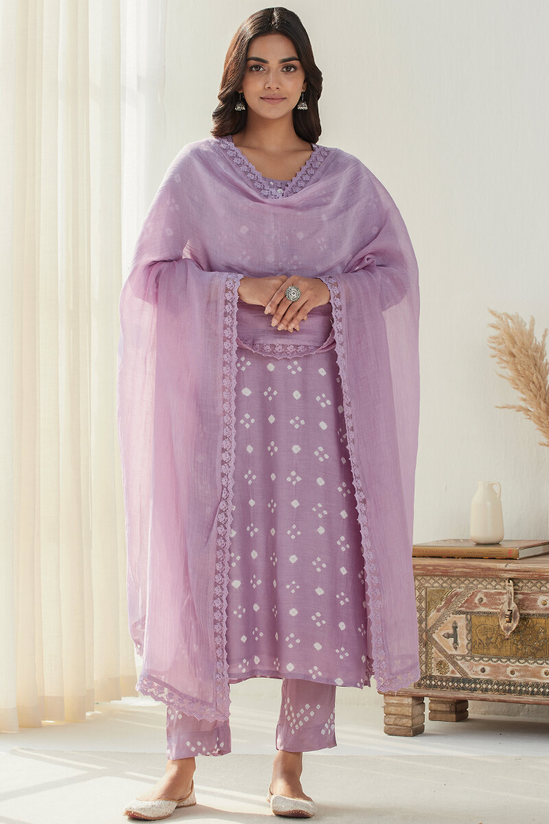 Purple Printed Straight Modal Kurta
