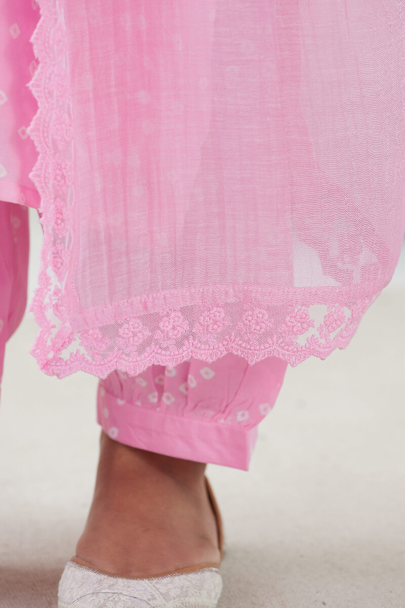 Pink Handcrafted Cotton Silk Dupatta