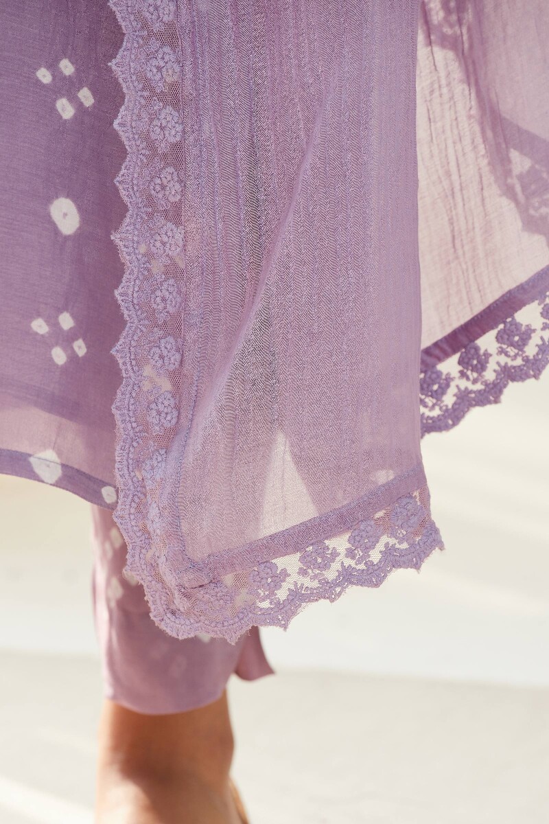 Purple Handcrafted Cotton Silk Dupatta