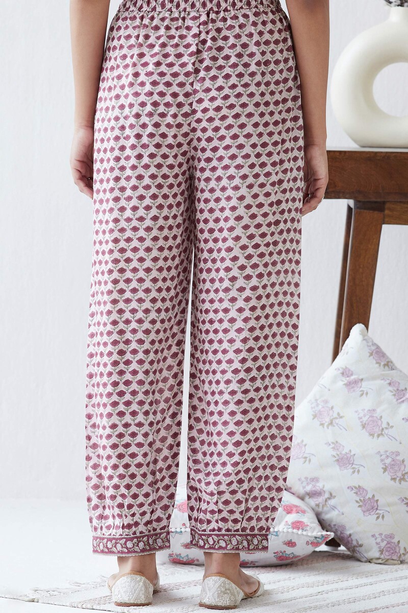 Pink Hand Block Printed Modal Izhaar Pants