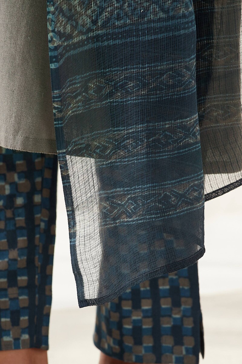 Akola Hand Block Printed Kota Dupatta