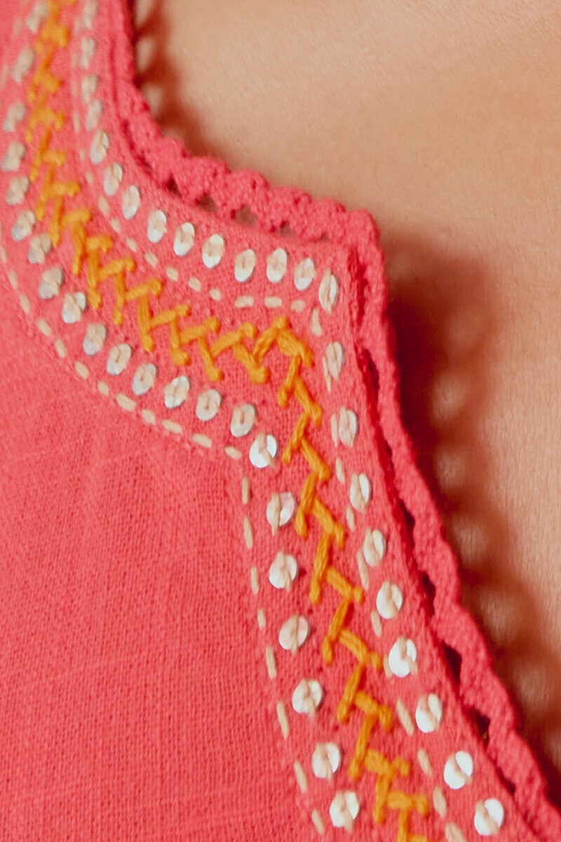 Pink Handcrafted Straight Gauze Slub Kurta