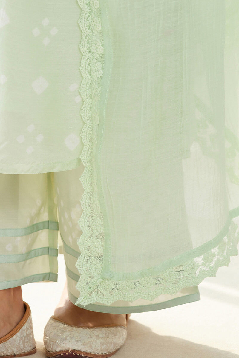 Green Handcrafted Cotton Silk Dupatta