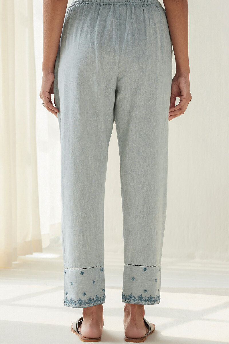 Grey Handcrafted Handloom Narrow Pants