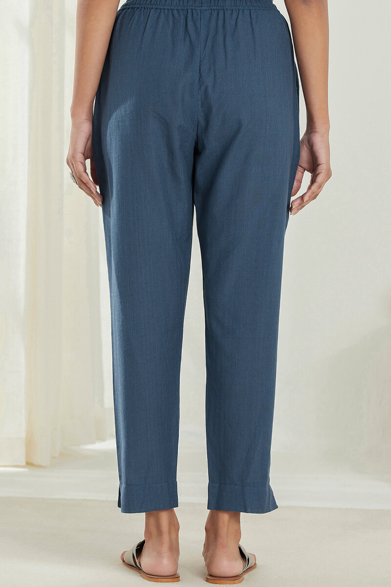 Blue Handcrafted Handloom Narrow Pants