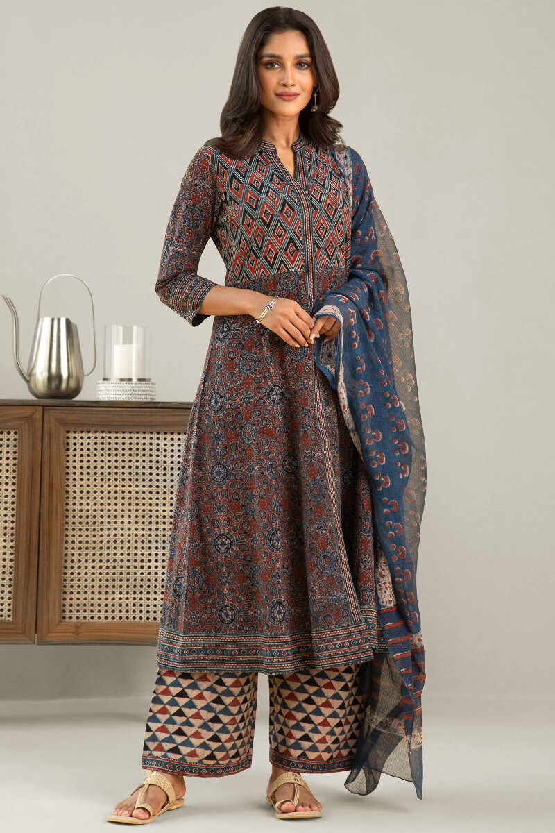 Ajrak Hand Block Printed A-Line Cotton Kurta