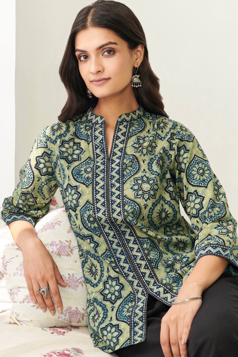 Ajrak Hand Block Printed Cotton Top