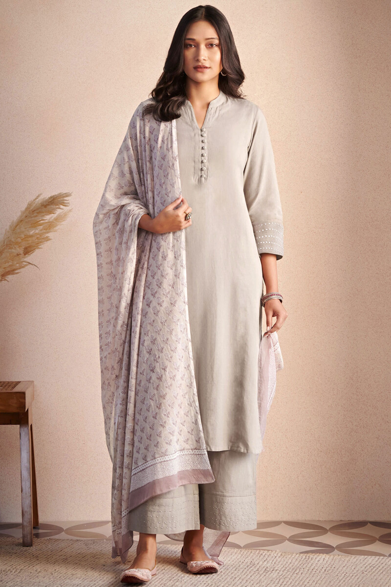 Beige Handcrafted Straight Handloom Kurta