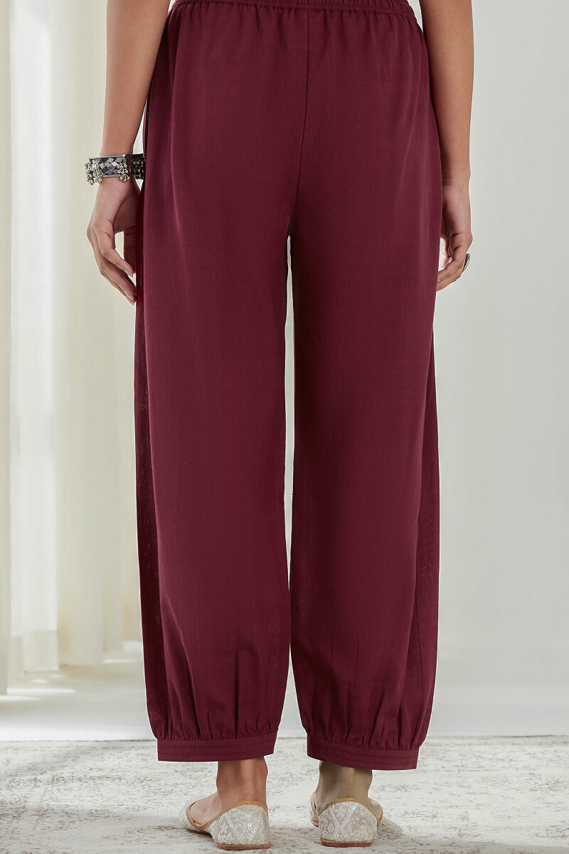 Maroon Handcrafted Handloom Izhaar Pants