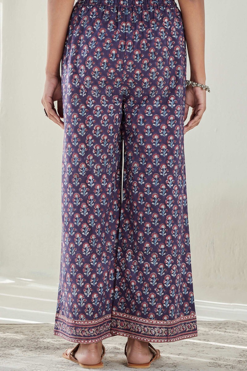 Purple Hand Block Printed Cotton Farsi
