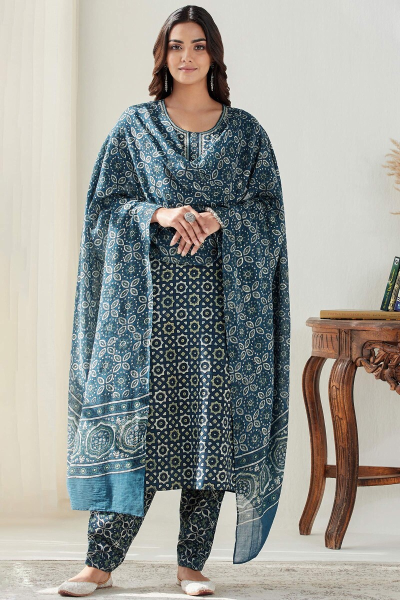 Ajrak Hand Block Printed Straight Cotton Kurta