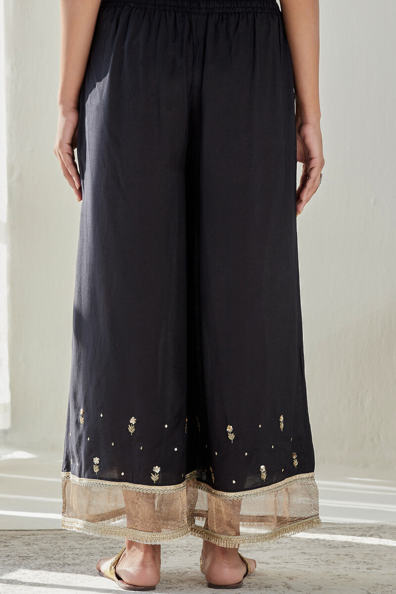 Black Handcrafted Modal Palazzos