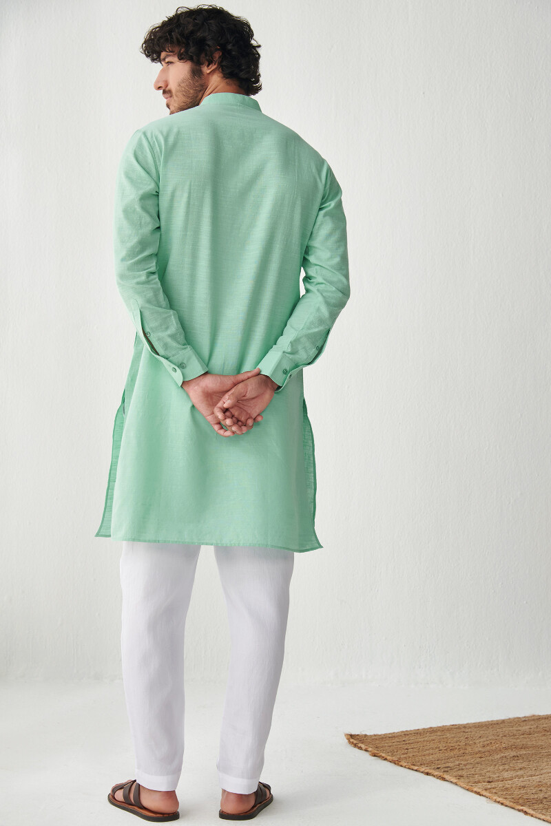 Green Handcrafted Cotton Kurta