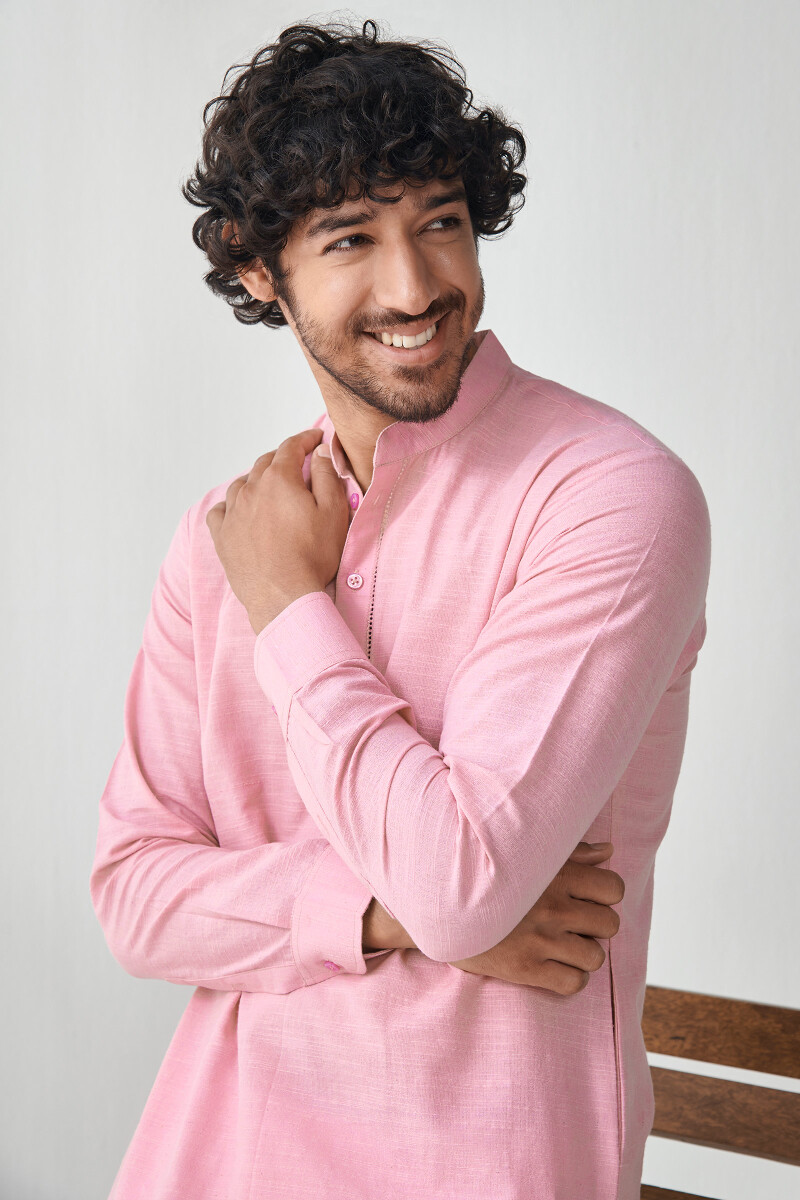 Pink Handcrafted Cotton Kurta