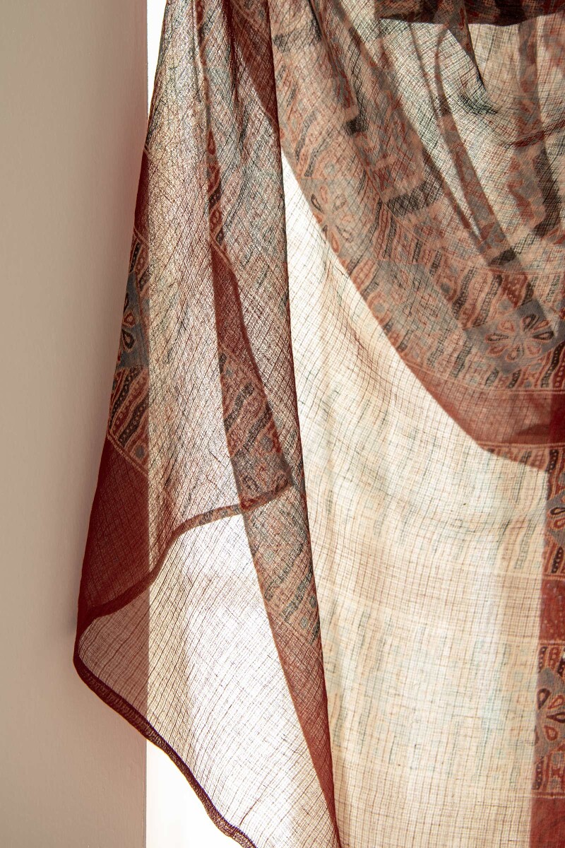 Ajrak Hand Block Printed Kota Dupatta