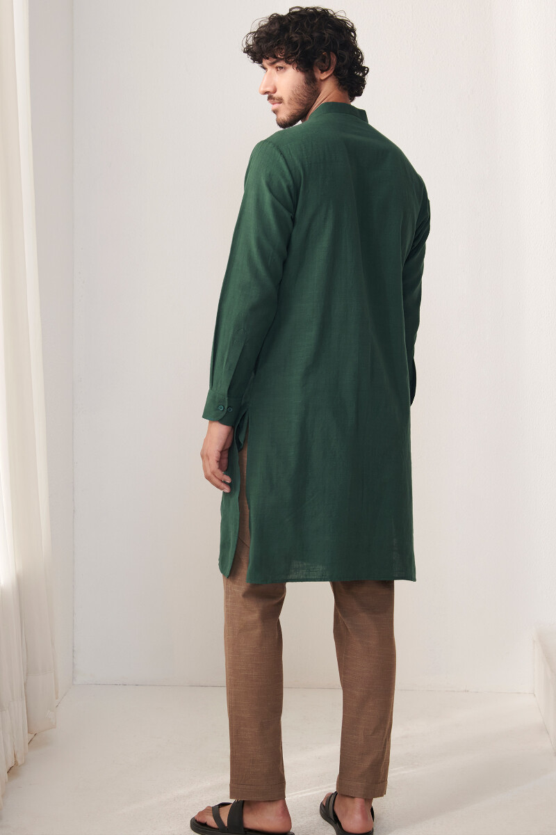 Green Handcrafted Cotton Kurta