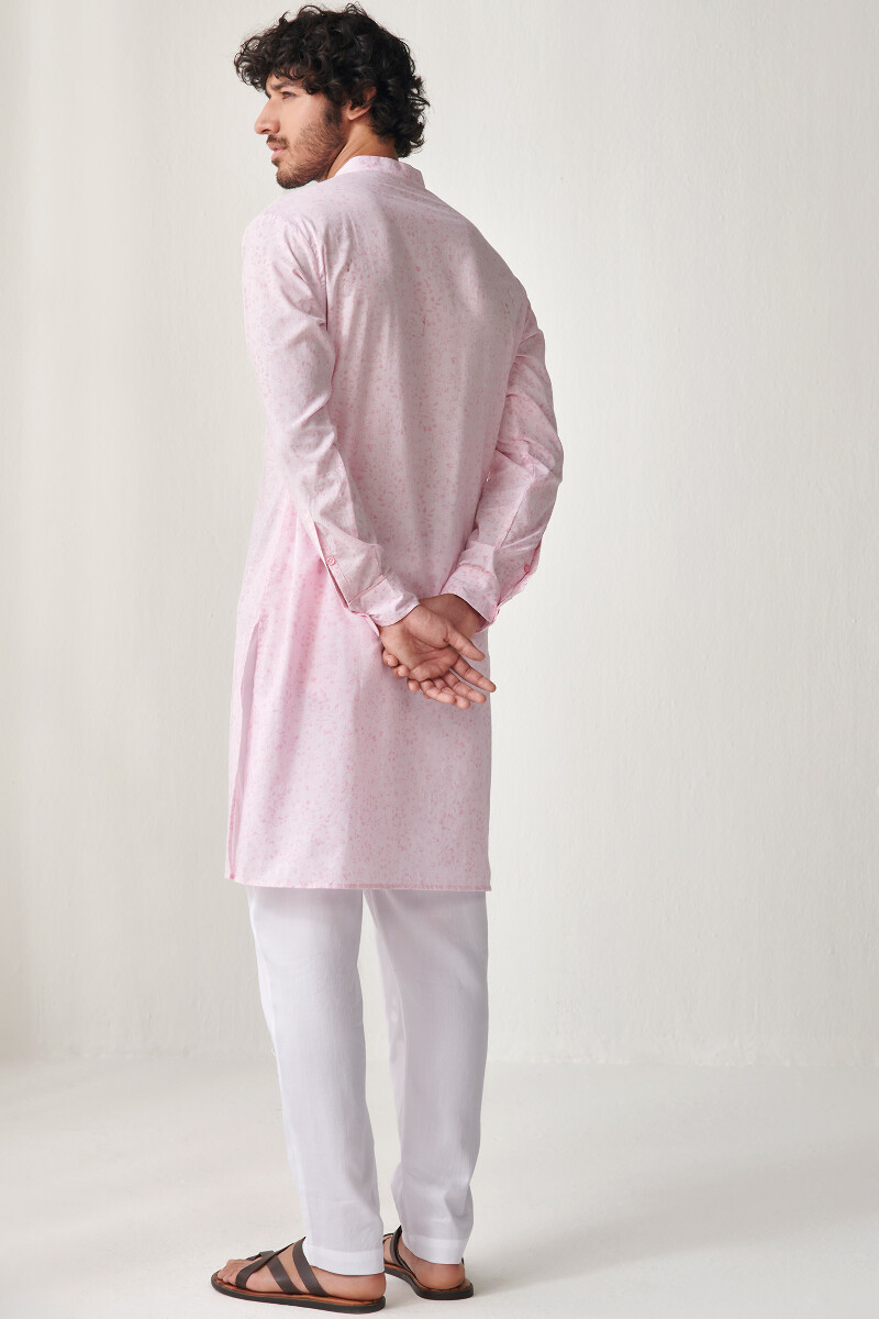 Pink Hand Block Printed Cotton Kurta