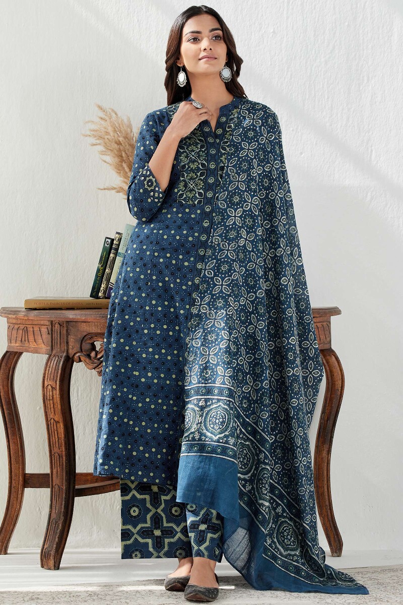 Ajrak Hand Block Printed A-Line Cotton Kurta