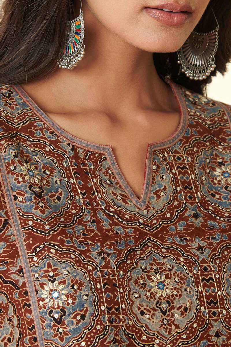 Ajrak Hand Block Printed Straight Cotton Kurta