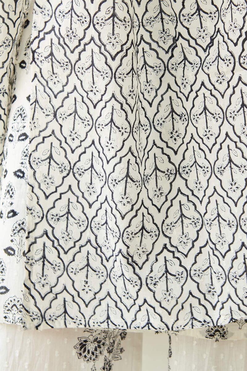 White Hand Block Printed Cotton Dupatta