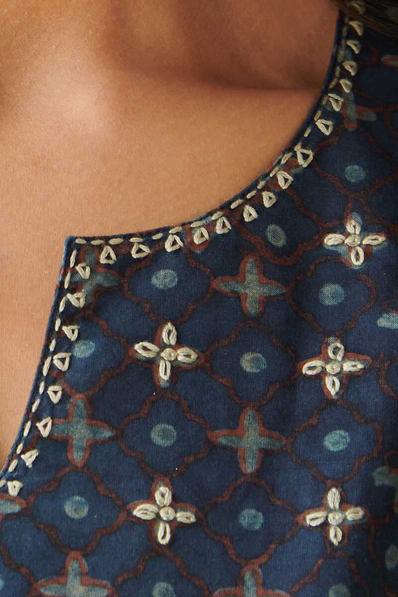 Akola Hand Block-Printed Cotton Top