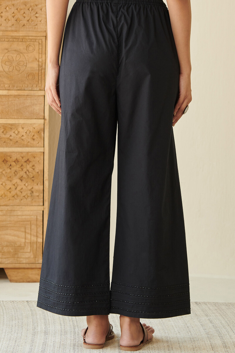 Black Handcrafted Cotton Farsi Pants