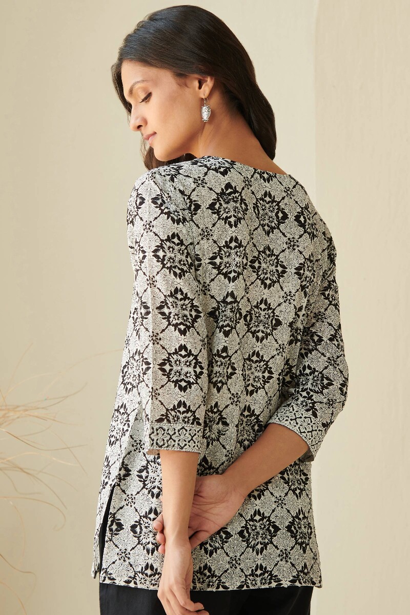 White Hand Block Printed Cotton Top