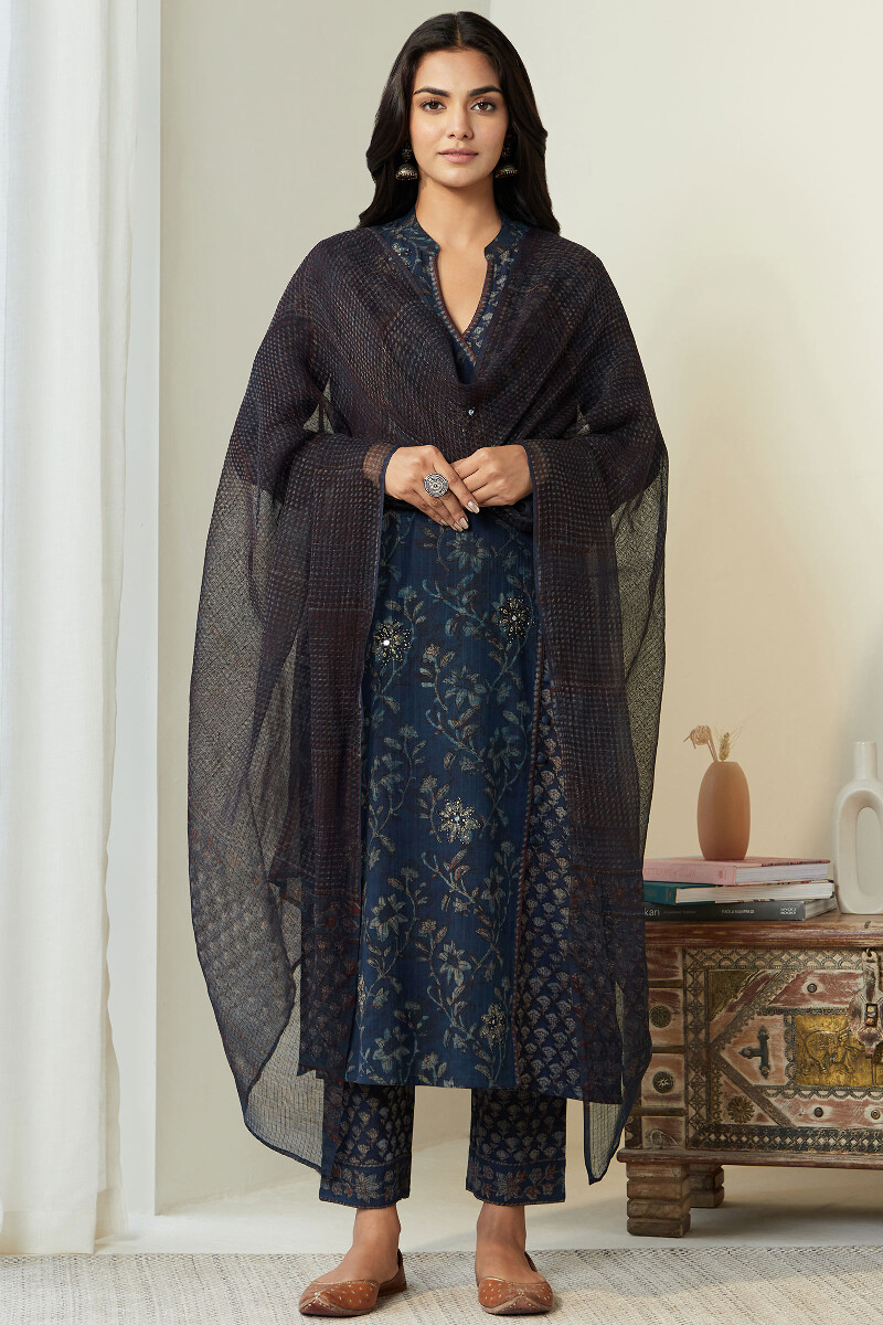 Akola Hand Block-Printed A-Line Cotton Kurta