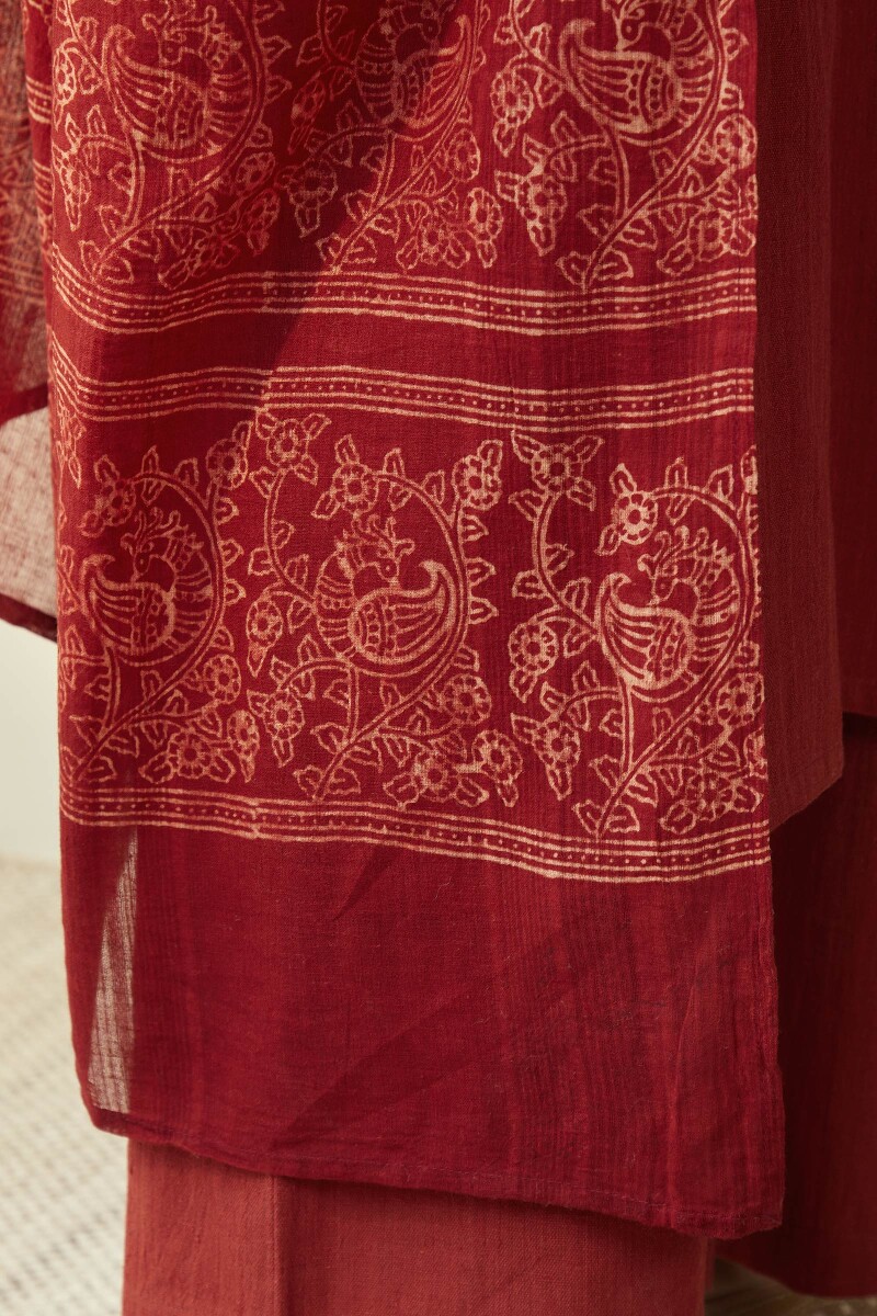 Ajrak Hand Block Printed Cotton Dobby Dupatta