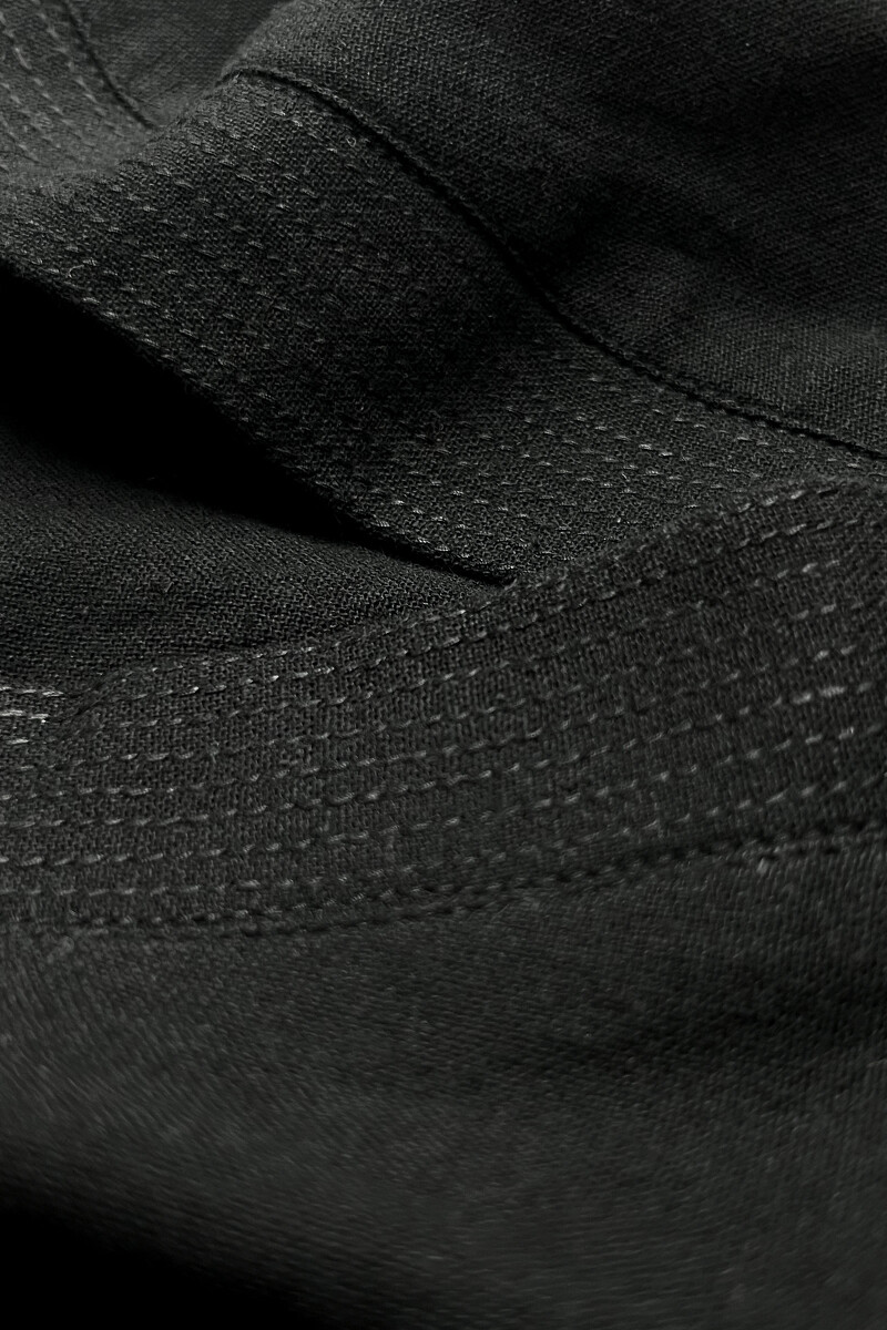 Black Handcrafted Straight Cotton Kurta