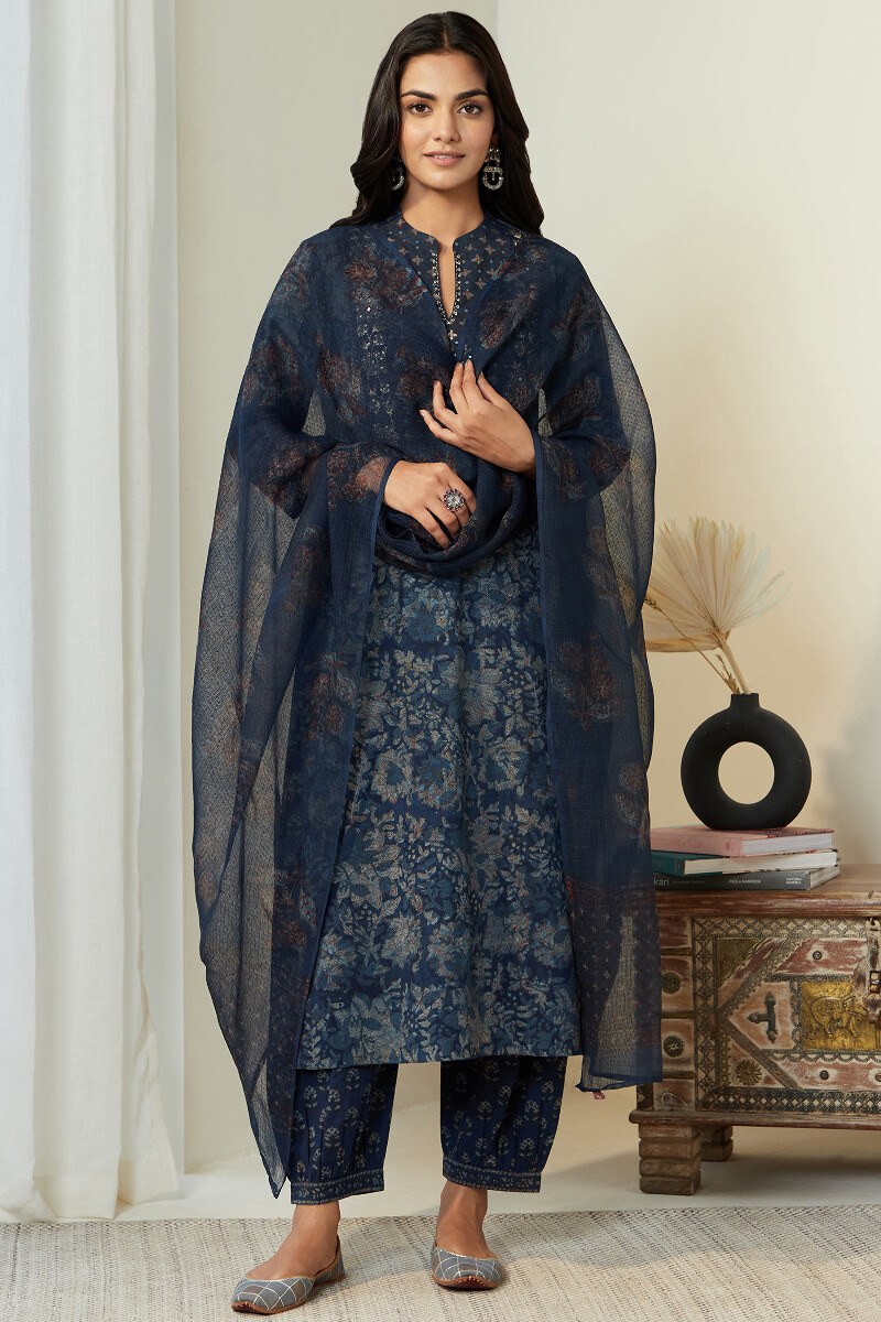 Akola Hand Block Printed Straight Cotton Kurta