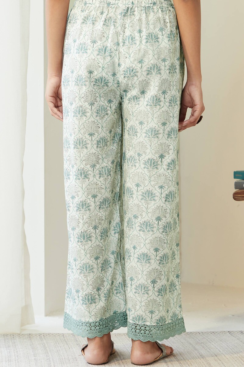 White Hand Block-Printed Cotton Farsi