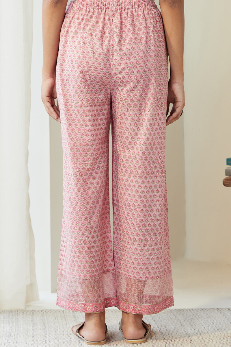 Pink Hand Block-Printed Cotton Farsi