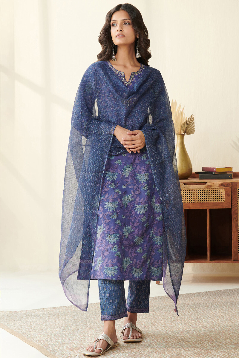 Akola Hand Block Printed Straight Cotton Kurta