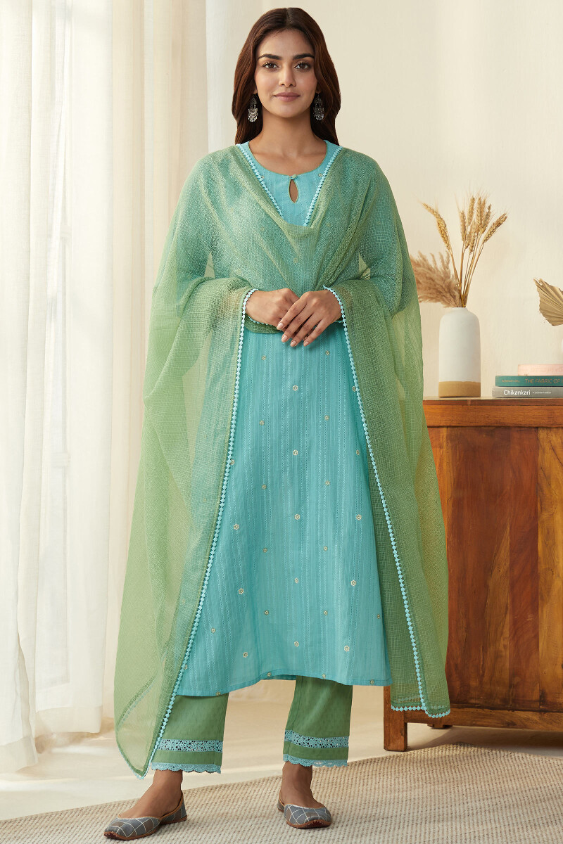 Green Handcrafted Kota Dupatta