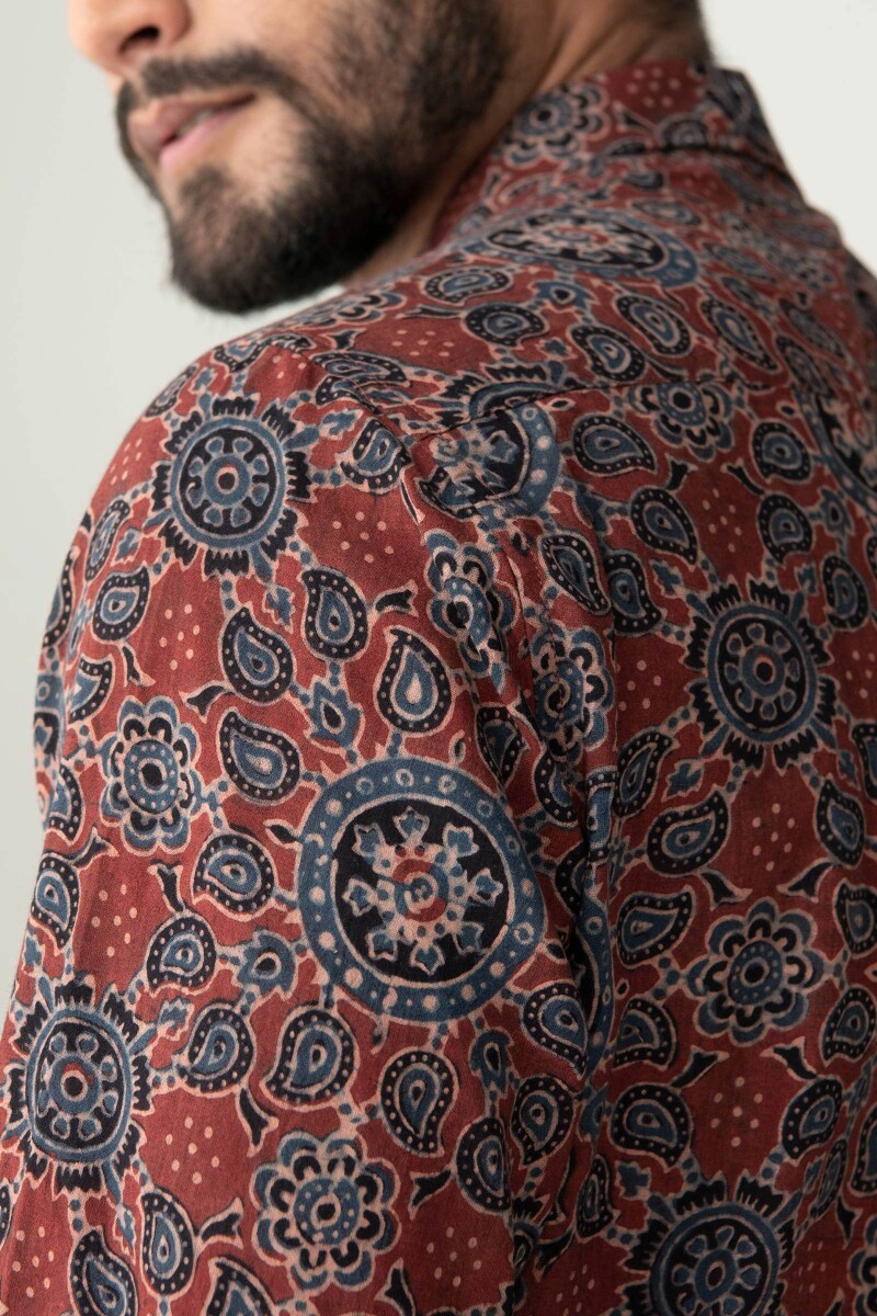 Ajrak Hand Block Printed Cotton Shirt