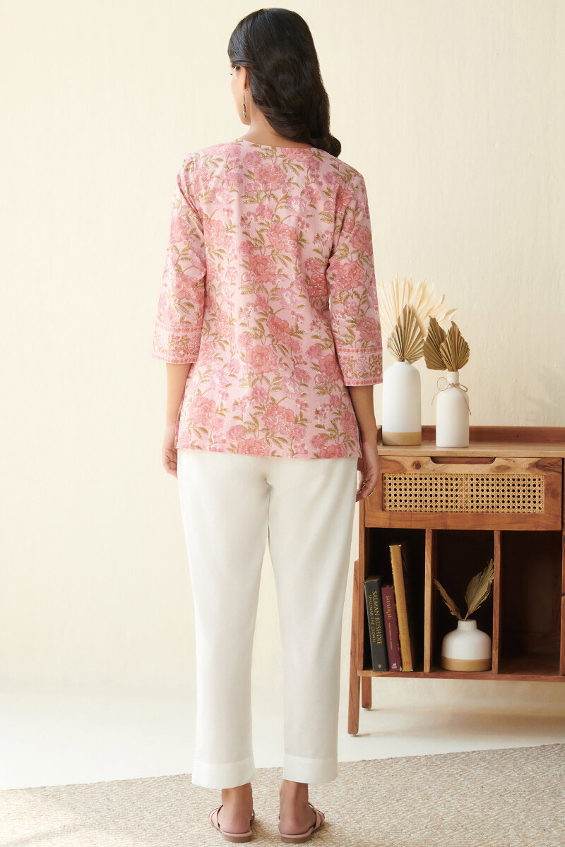 Pink Hand Block Printed Cotton Top