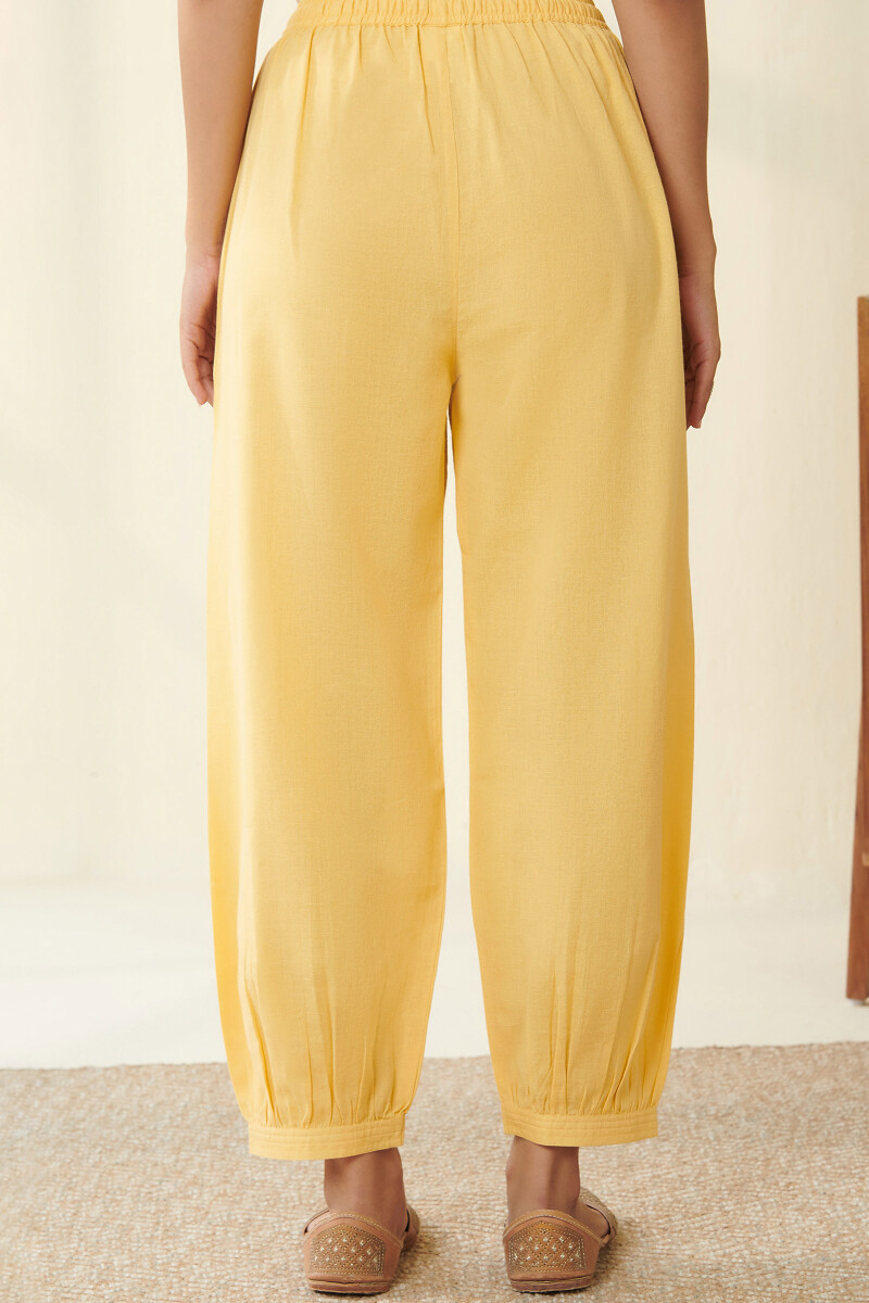 Yellow Handcrafted Handloom Izhaar Pants