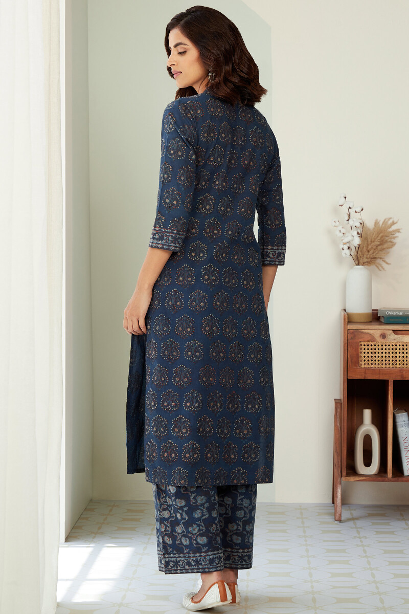 Akola Hand Block-Printed Straight Cotton Kurta