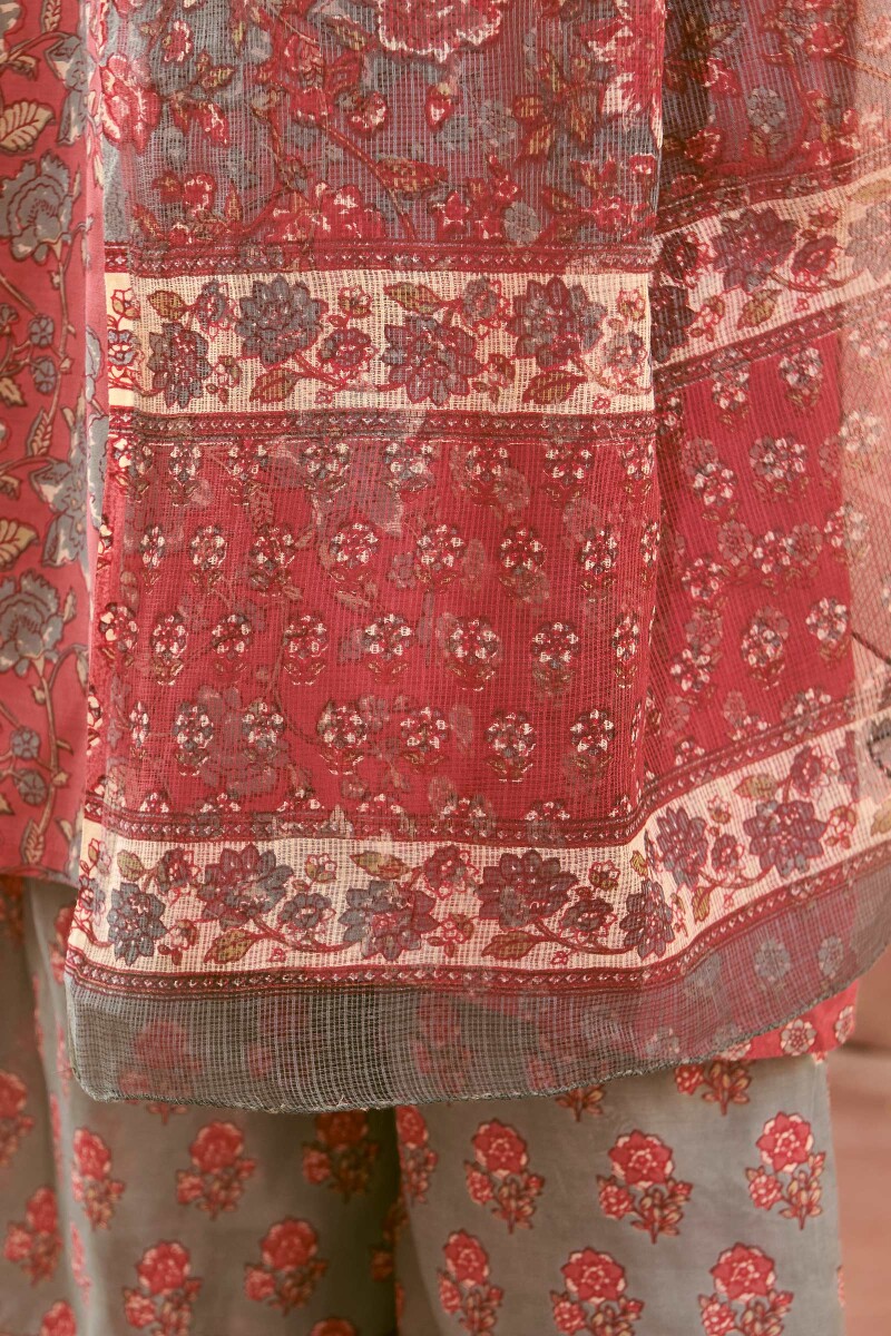 Blue Hand Printed Kota Dupatta
